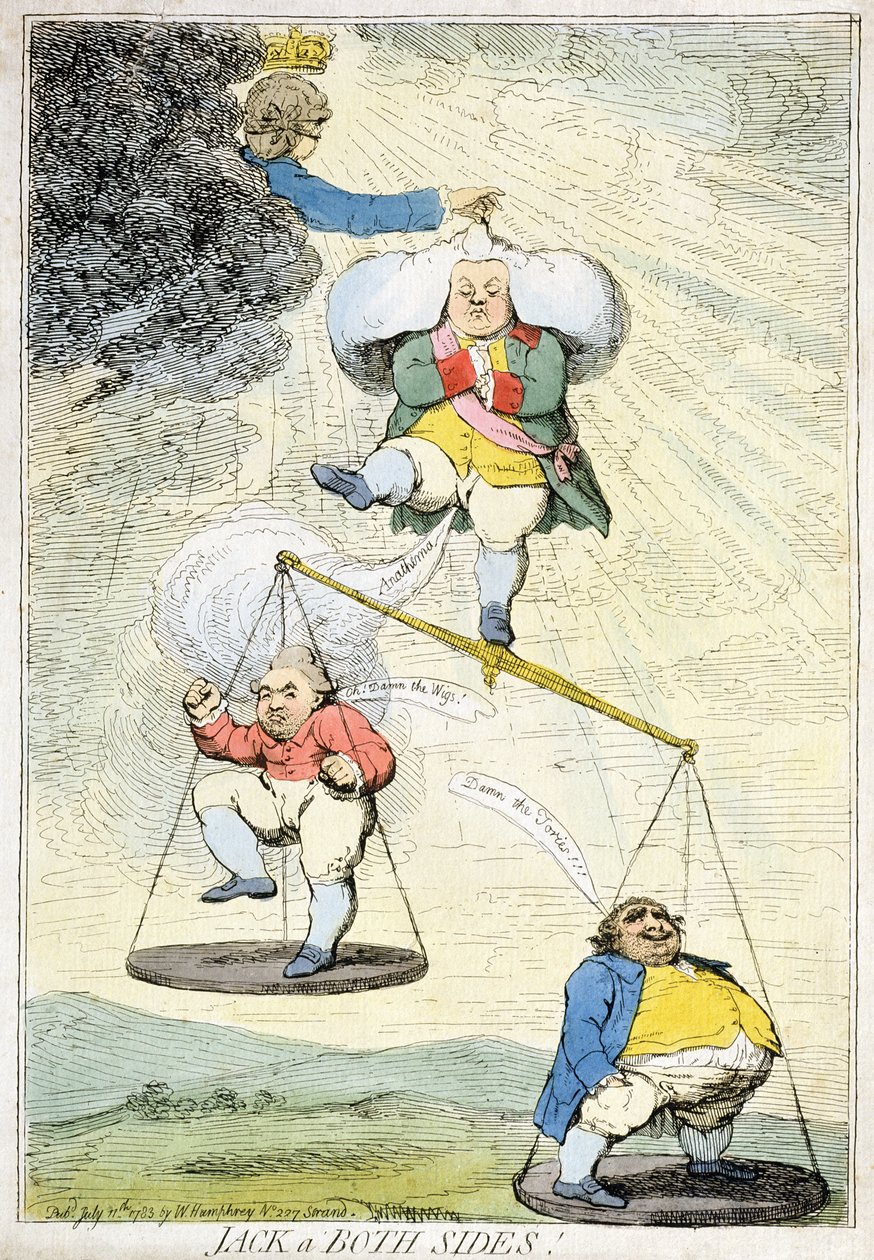 Jack aan Beide Kanten, uitgegeven door William Humphrey in 1783 door James Gillray