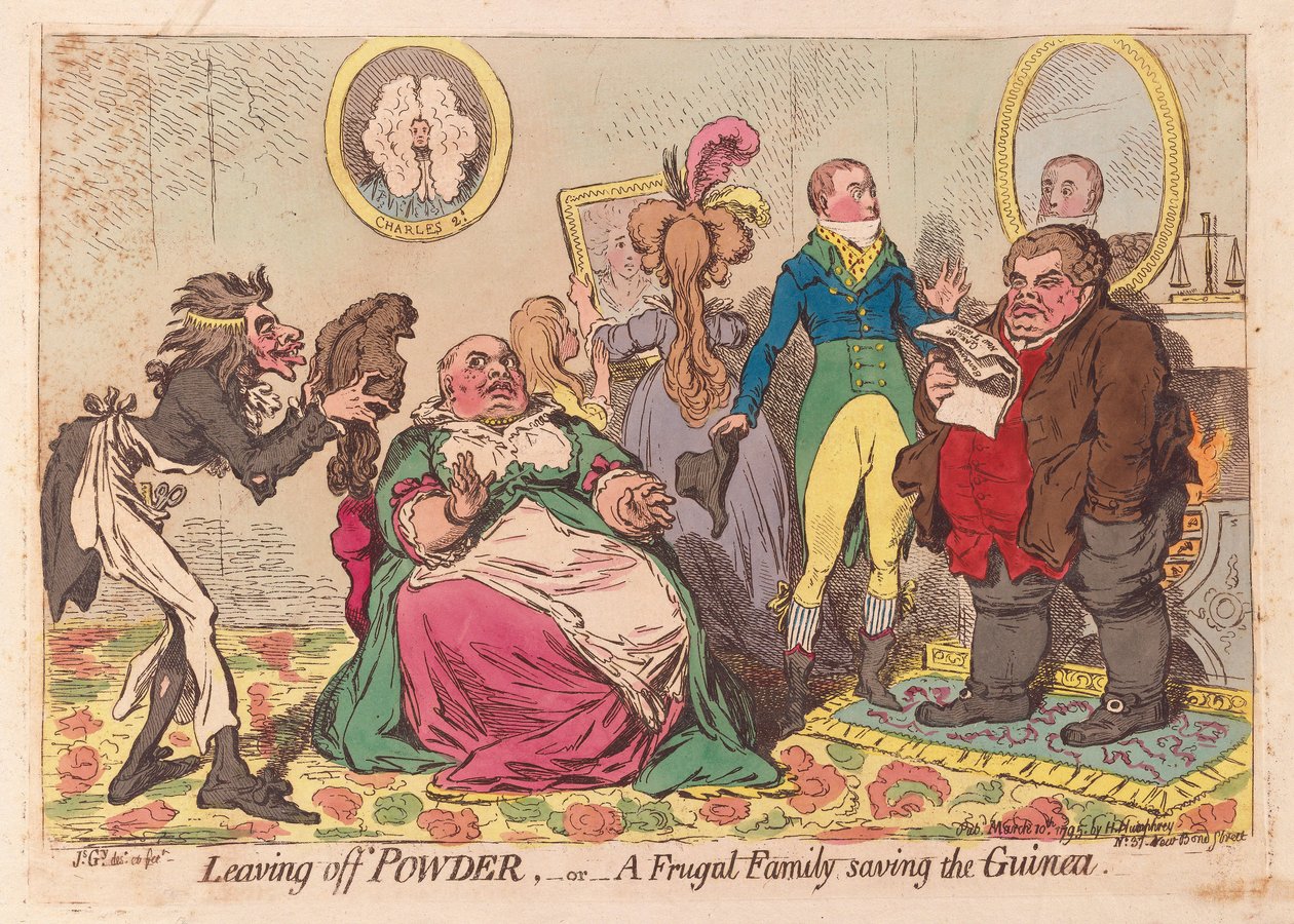 Stoppen met Poeder, of een Zuinig Gezin dat de Guinea Bespaart door James Gillray
