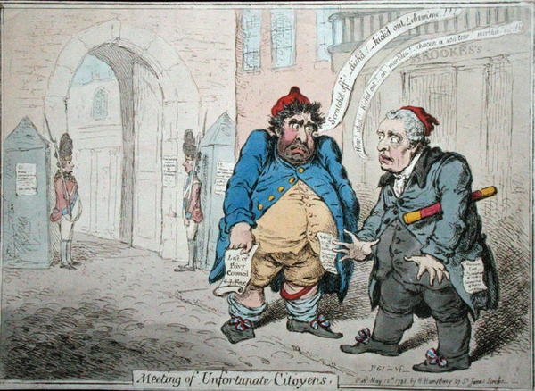Bijeenkomst van ongelukkige burgers, gepubliceerd door Hannah Humphrey in 1798 door James Gillray
