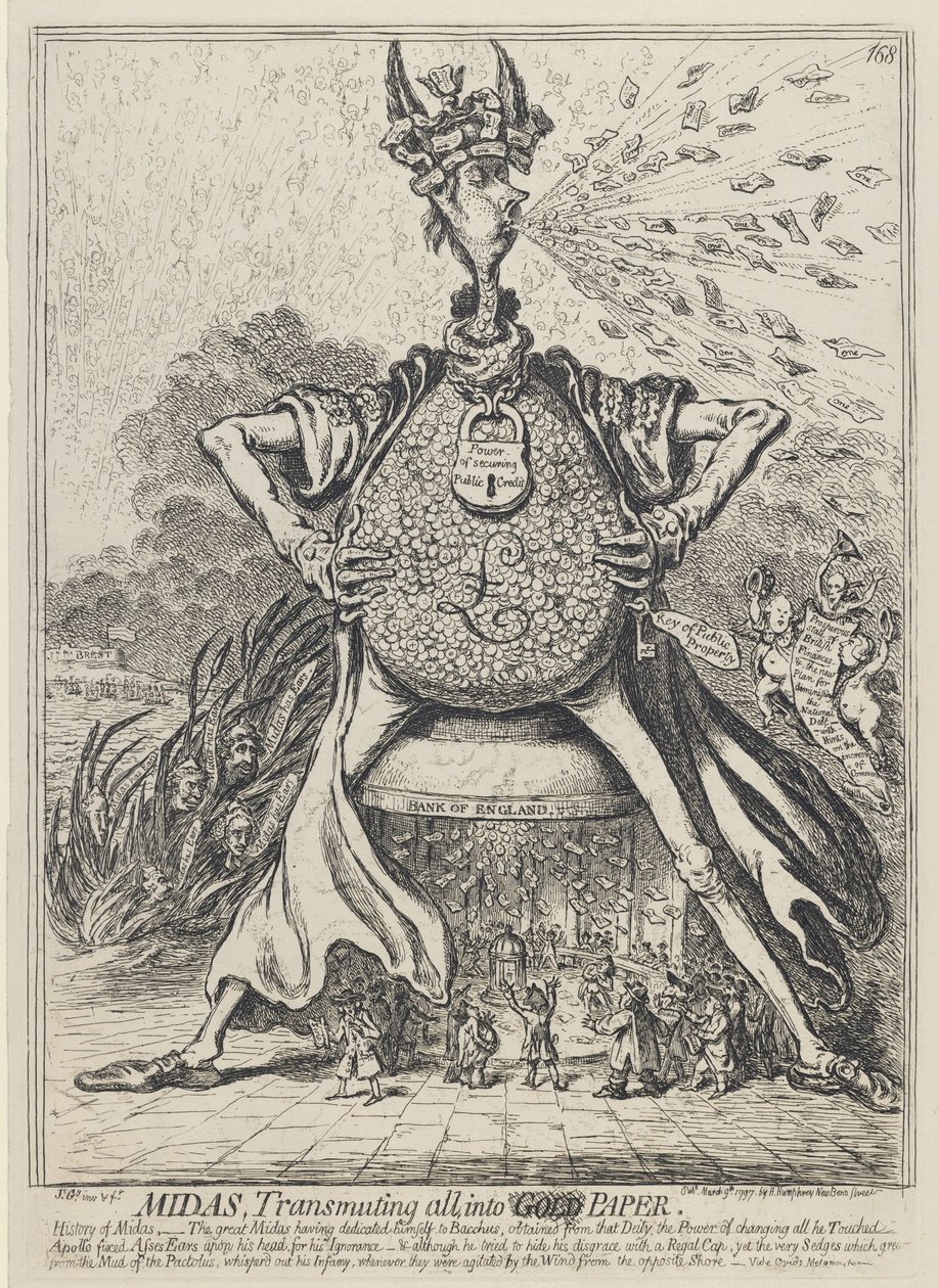 Midas, Alles in Goud Veranderend, 1797 door James Gillray