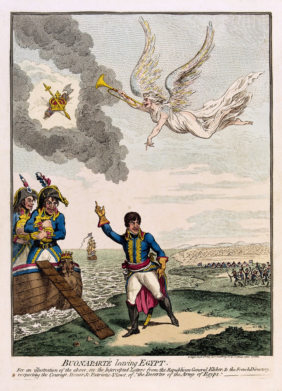 Napoleon Bonaparte (1769-1821) verlaat Egypte door James Gillray