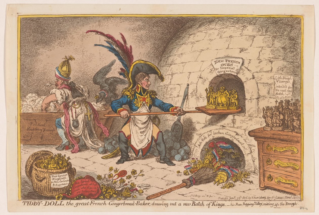Napoleon bakt een nieuwe portie koningen, 1806 door James Gillray