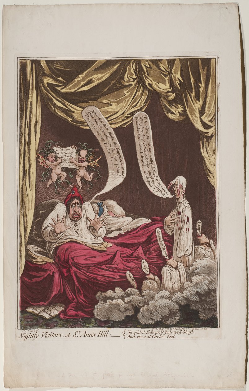 Nachtelijke bezoekers op St Anns Hill, 1798 door James Gillray