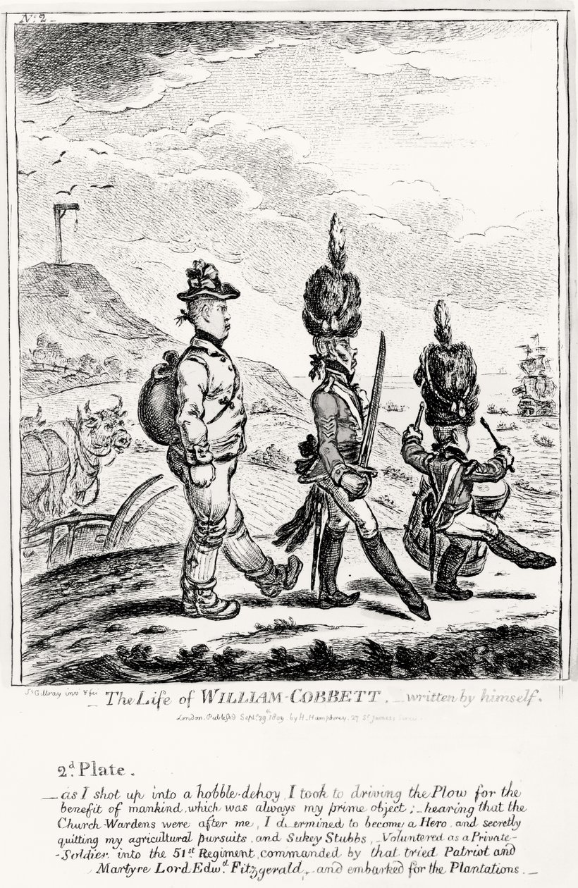 Plaat 2, uit Het Leven van William Cobbett, geschreven door hemzelf, gepubliceerd door H. Humphrey, 1809 door James Gillray