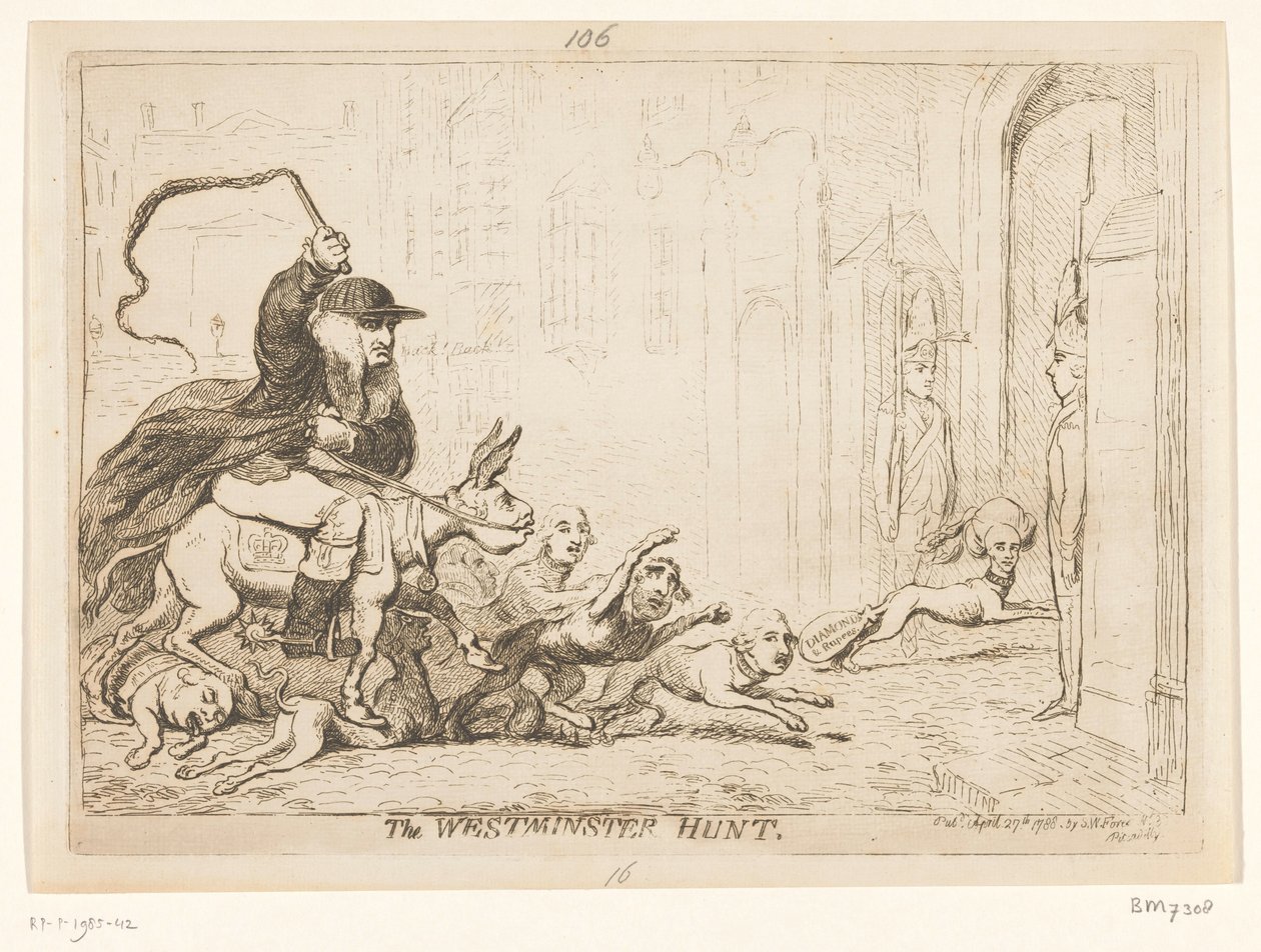 Spotprent op Warren Hastings, 1788 door James Gillray