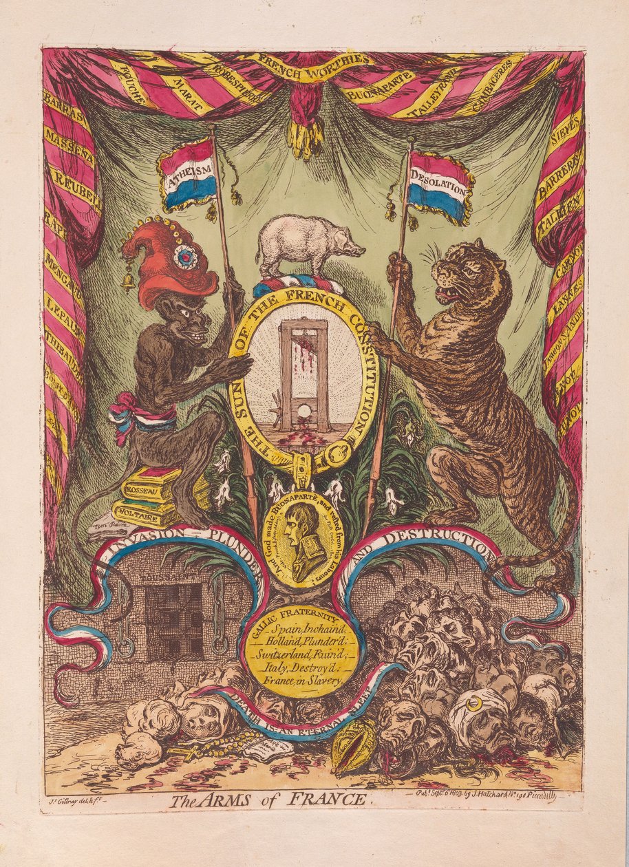 De wapens van Frankrijk, pub. 1805 door James Gillray