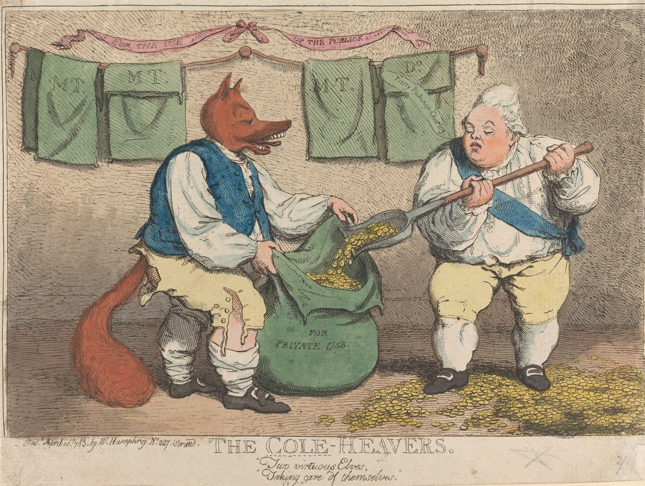 De Cole-Heavers. Twee deugdzame elfen die voor zichzelf zorgen door James Gillray