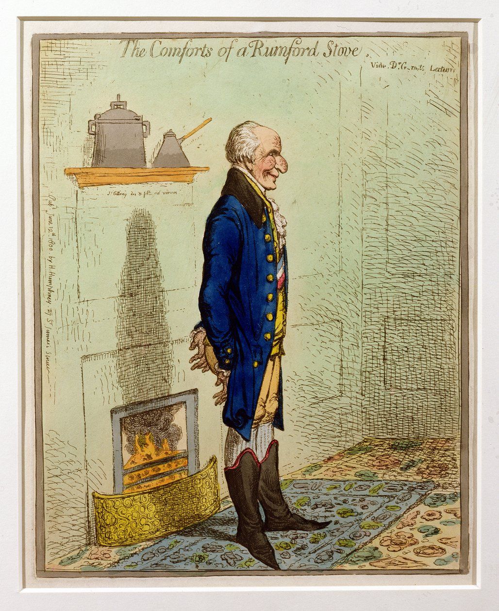 De Gemakken van een Rumford Kachel, uitgegeven door Hannah Humphrey, 1800 door James Gillray