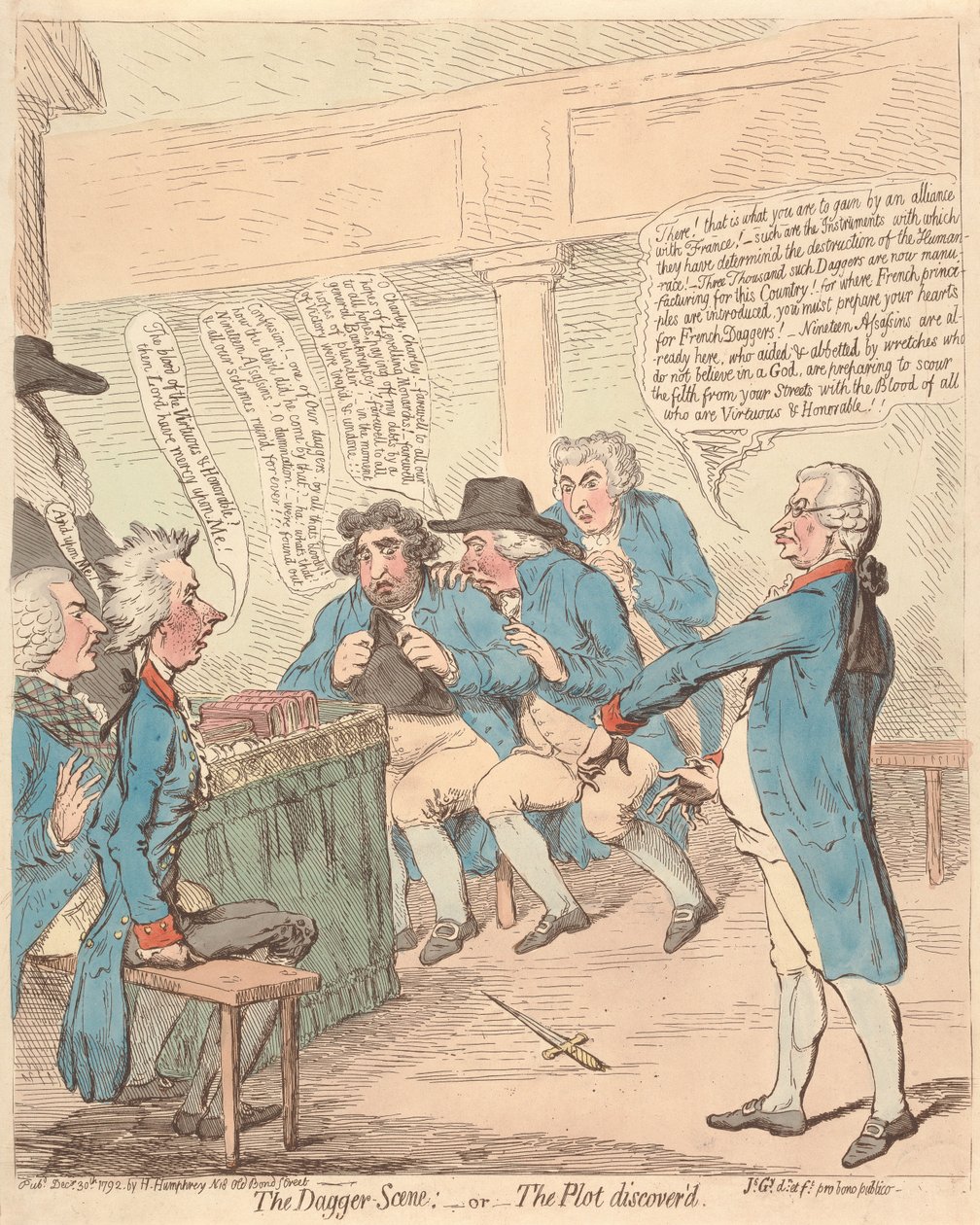 Die Dolchszene: - oder - Die aufgedeckte Verschwörung door James Gillray