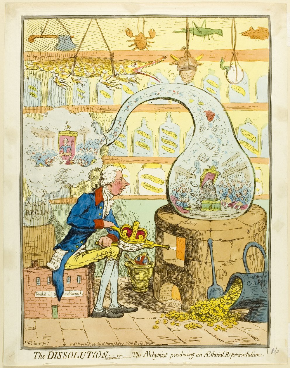 De ontbinding; of De alchimist die een etherische voorstelling produceert door James Gillray