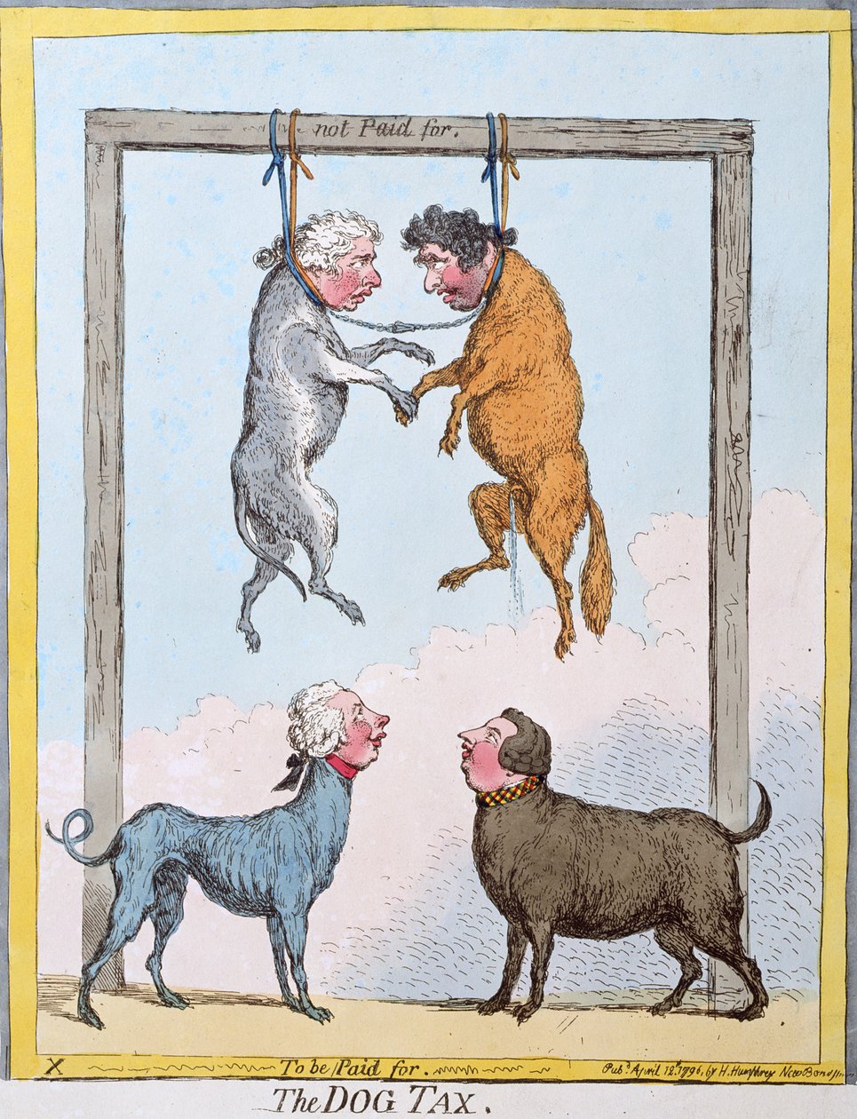 De Hondentaks, uitgegeven door Hannah Humphrey in 1796 door James Gillray