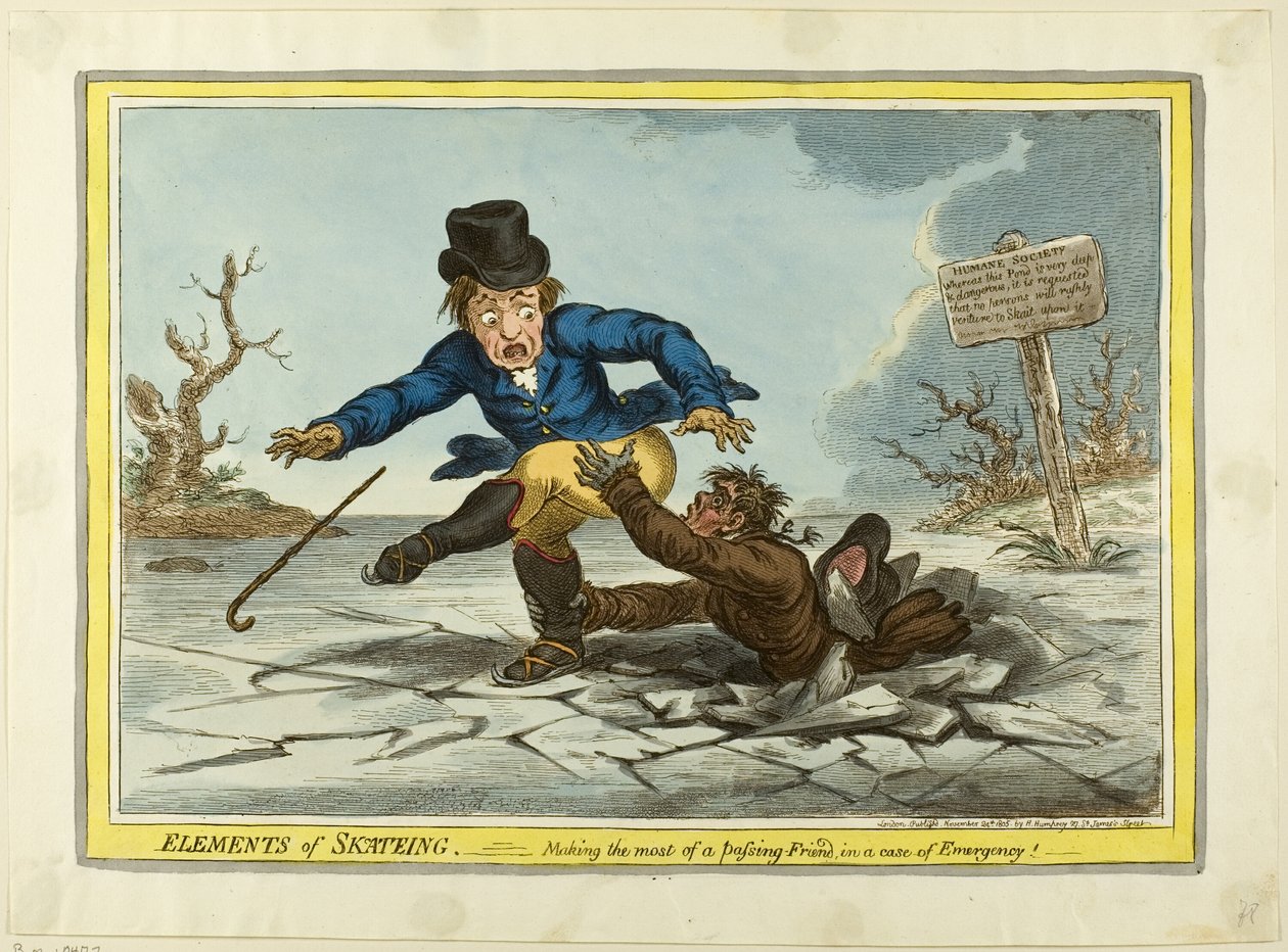 De elementen van het schaatsen: Het beste maken van een passerende vriend door James Gillray
