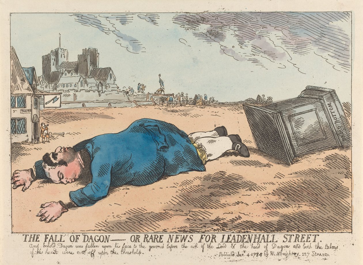 De val van Dagon - of Zeldzaam nieuws voor Leadenhall Street door James Gillray