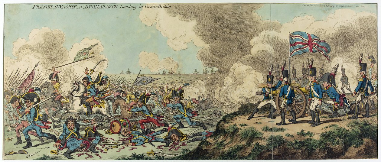 De Franse invasie of de landing van Napoleon Bonaparte (1769-1821) in Groot-Brittannië door James Gillray