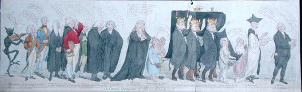 De Begrafenisstoet van Miss Regency door James Gillray