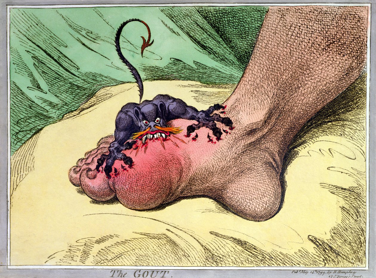 De jicht, uitgegeven door Hannah Humphrey in 1799 door James Gillray