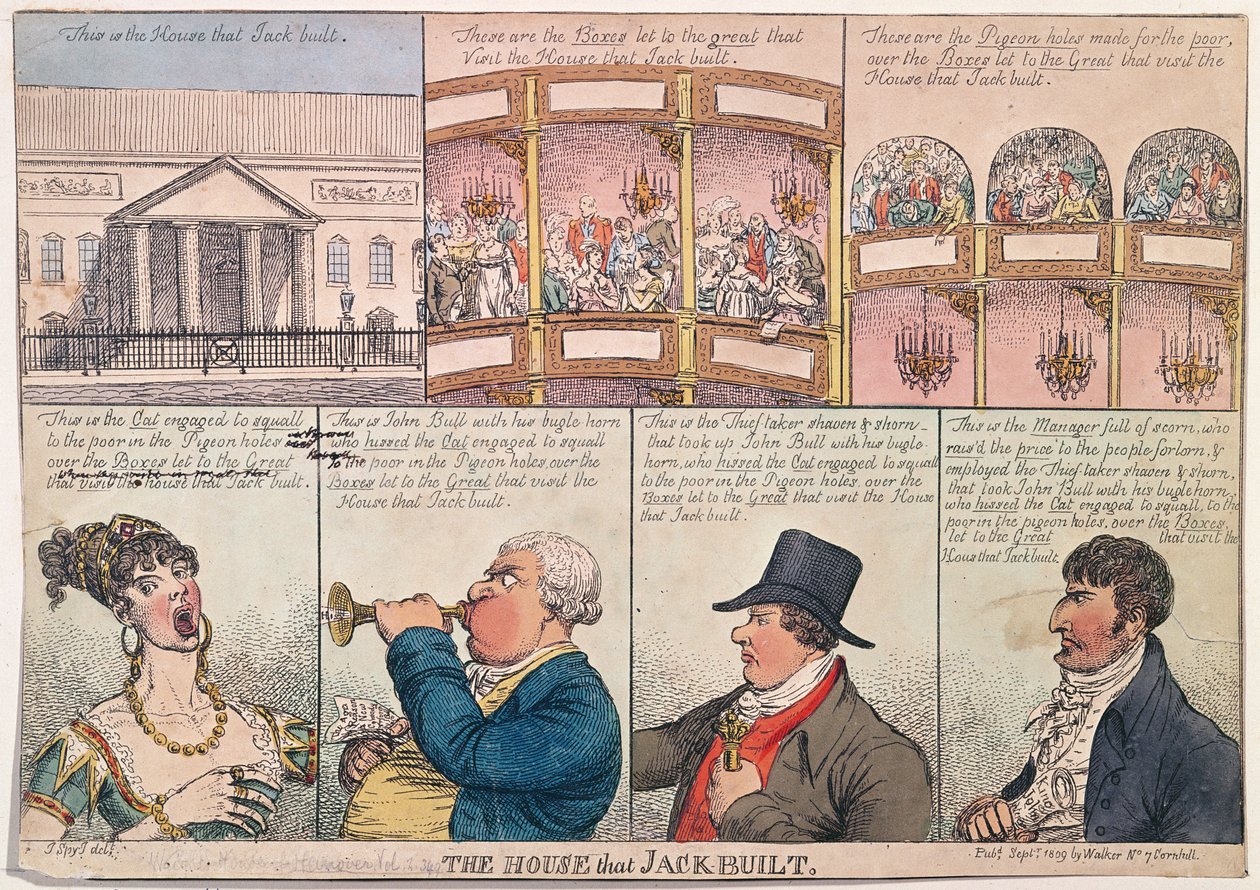 Het Huis dat Jack Bouwde, uitgegeven door Walker in 1809 door James Gillray