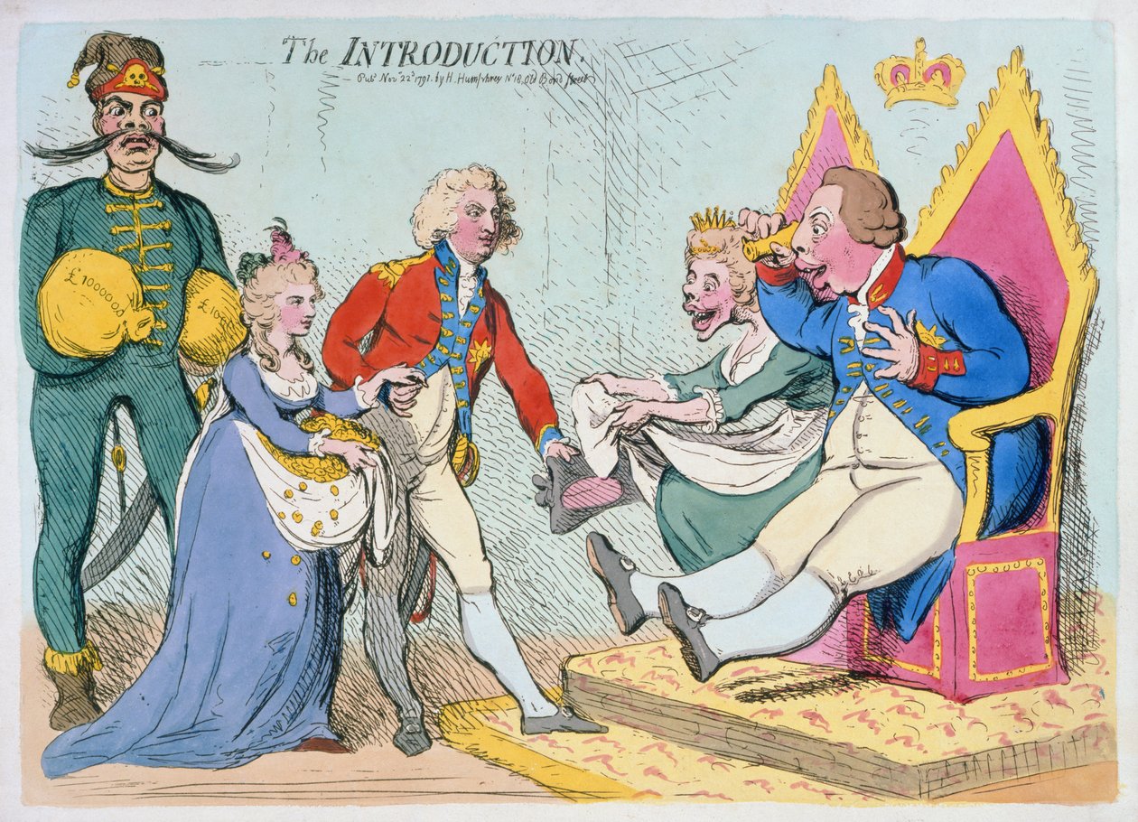 De Introductie, uitgegeven door Hannah Humphrey, 1791 door James Gillray