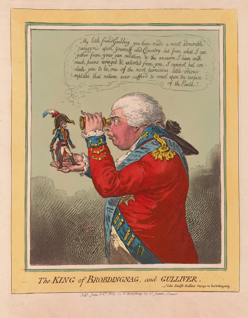 De Koning van Brobdingnag en Gulliver door James Gillray
