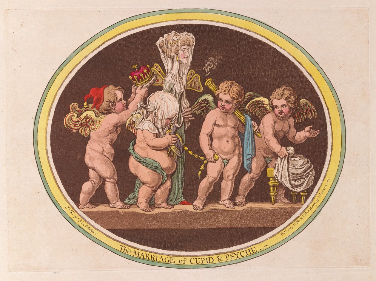 Het huwelijk van Cupido en Psyche, uitgegeven 1797 door James Gillray