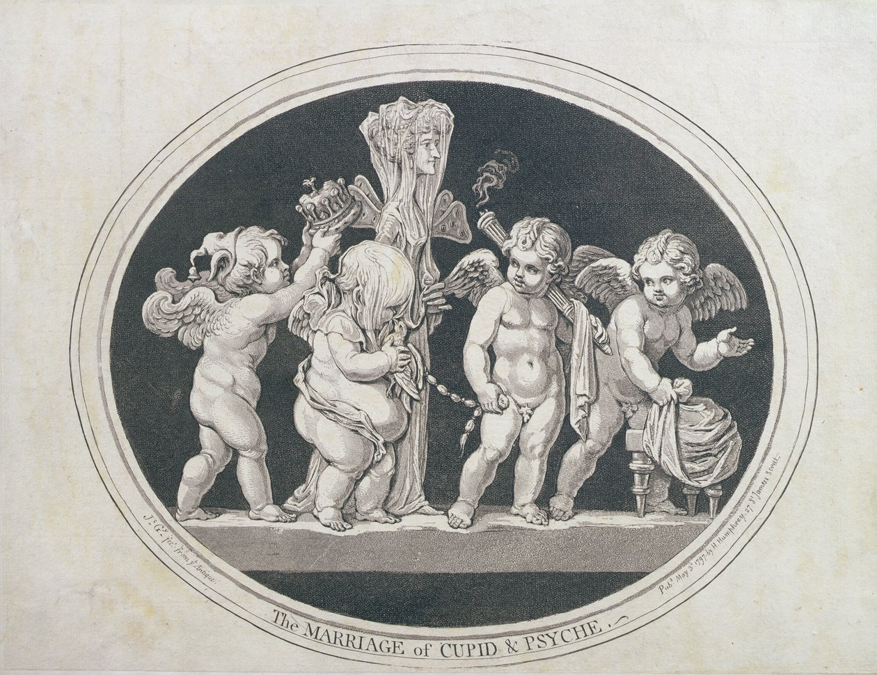 Het Huwelijk van Cupido en Psyche, gepubliceerd door Hannah Humphrey door James Gillray