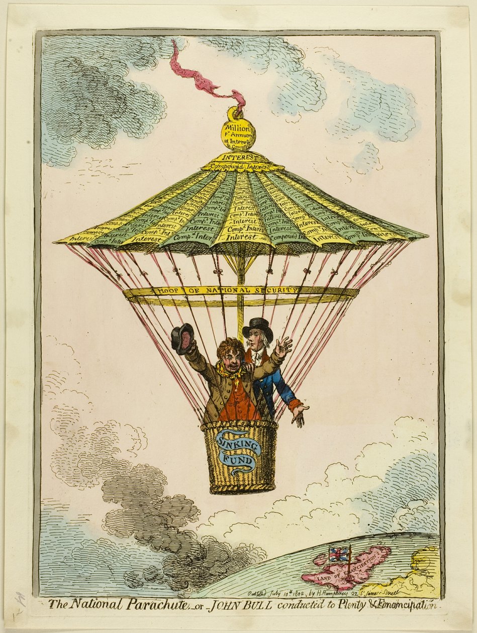 De nationale parachute door James Gillray