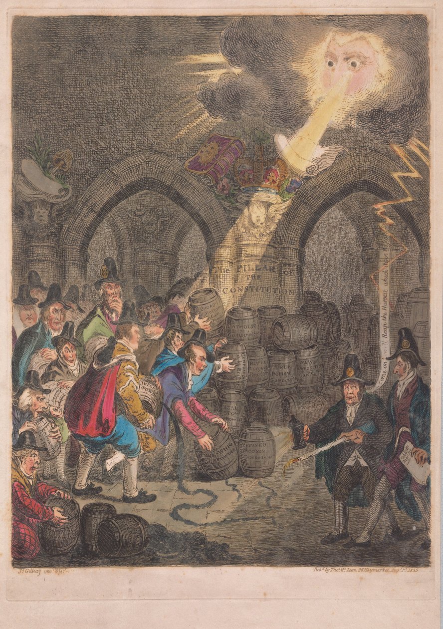 De Zuil van de Grondwet, gepubliceerd 1835 door James Gillray
