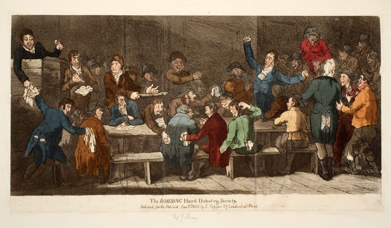 The ROBBING Hood Debating Society, uitgegeven door S. Tipper, 1 januari 1809 door James Gillray