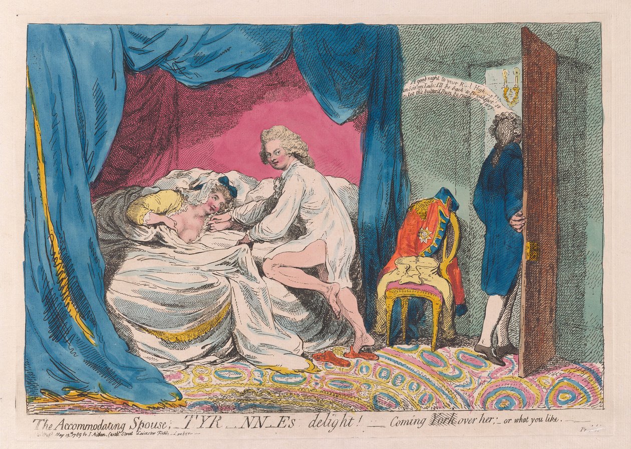 De Meegaande Echtgenoot; Tyr-nn-es Plezier! - York over haar Komen; - of wat je maar wilt door James Gillray