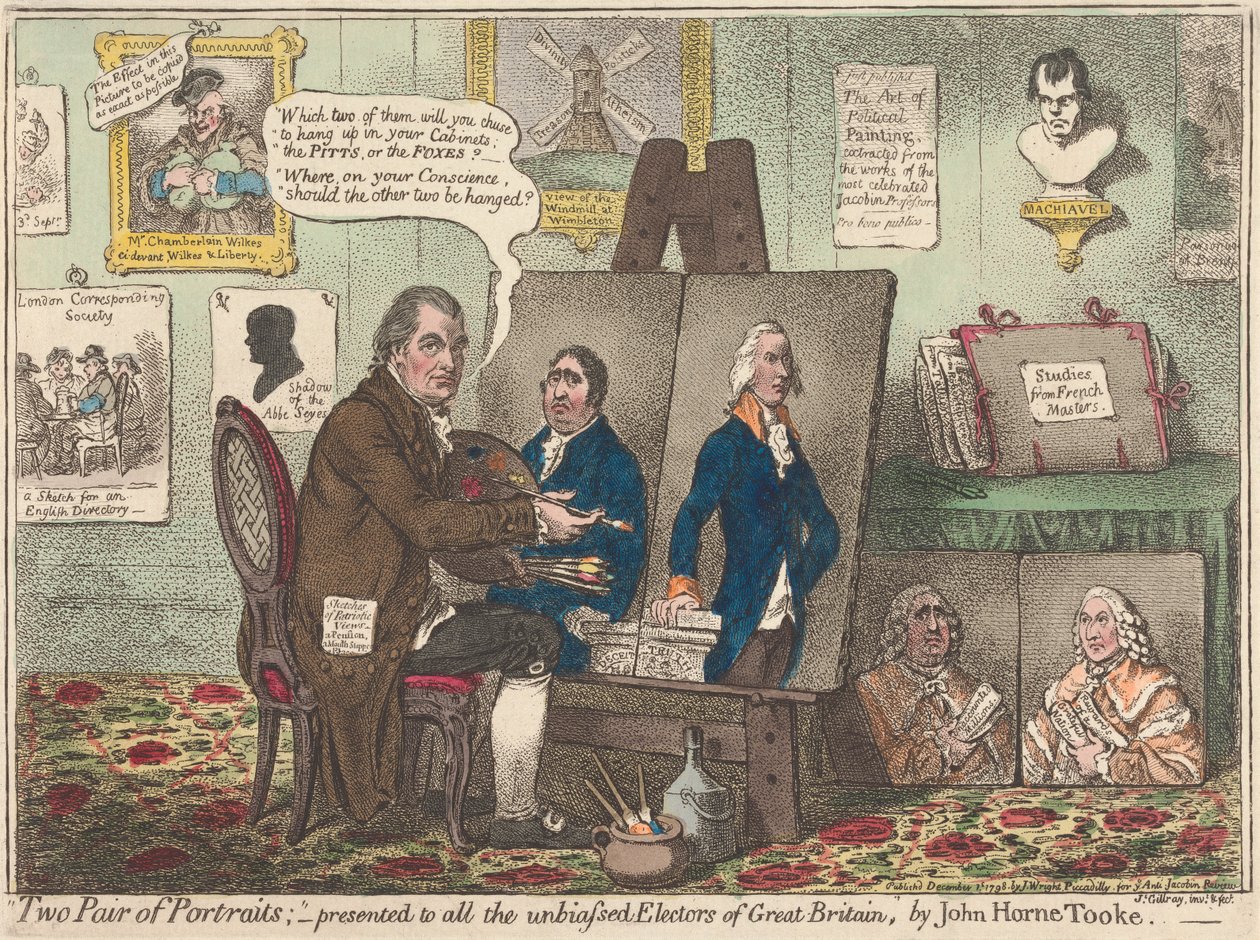 Twee paren portretten - Aangeboden aan alle onpartijdige kiezers van Groot-Brittannië door John Horne Tooke door James Gillray