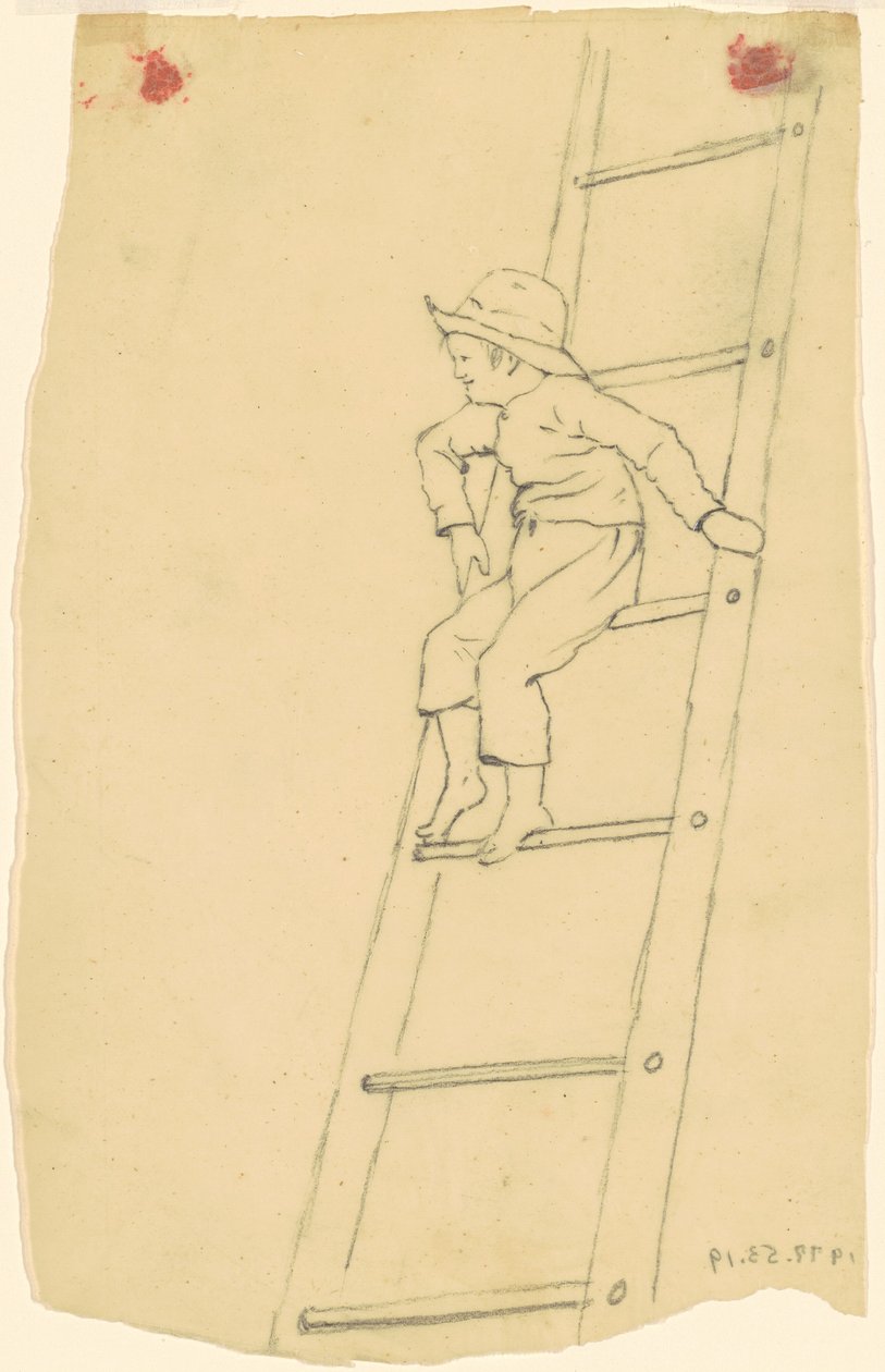Jongen op een ladder door James Goodwyn Clonney
