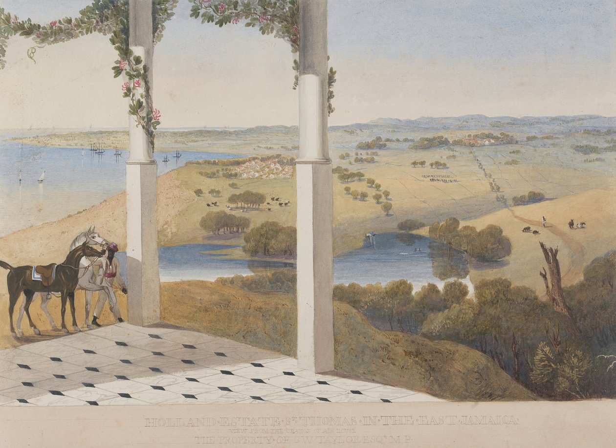 Holland Estate, St. Thomas in het Oosten, Uitzicht vanaf het Veranderingshuis door James Hakewill