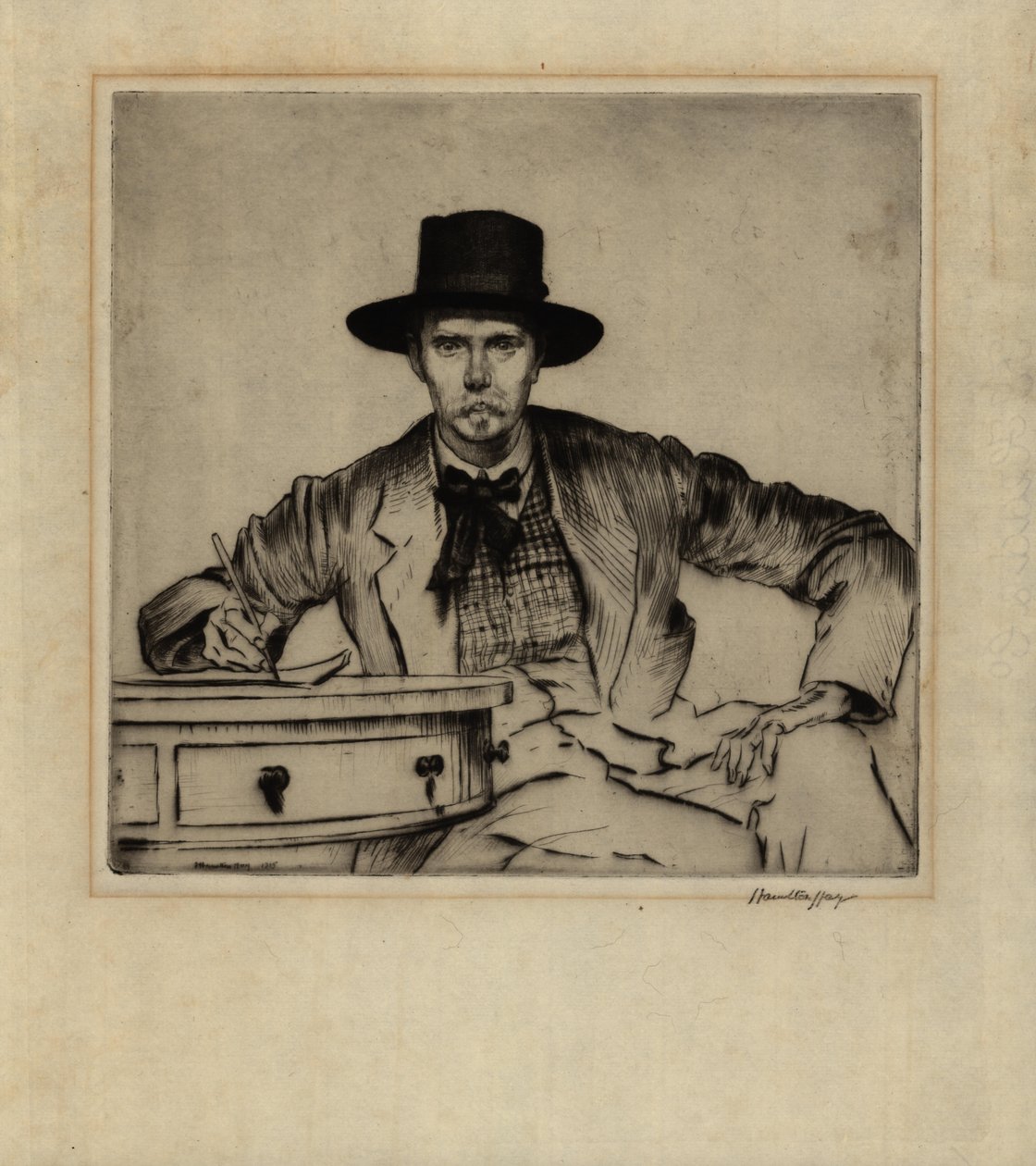 Portret van de graveur J. Hamilton Hay, 1915 door James Hamilton Hay