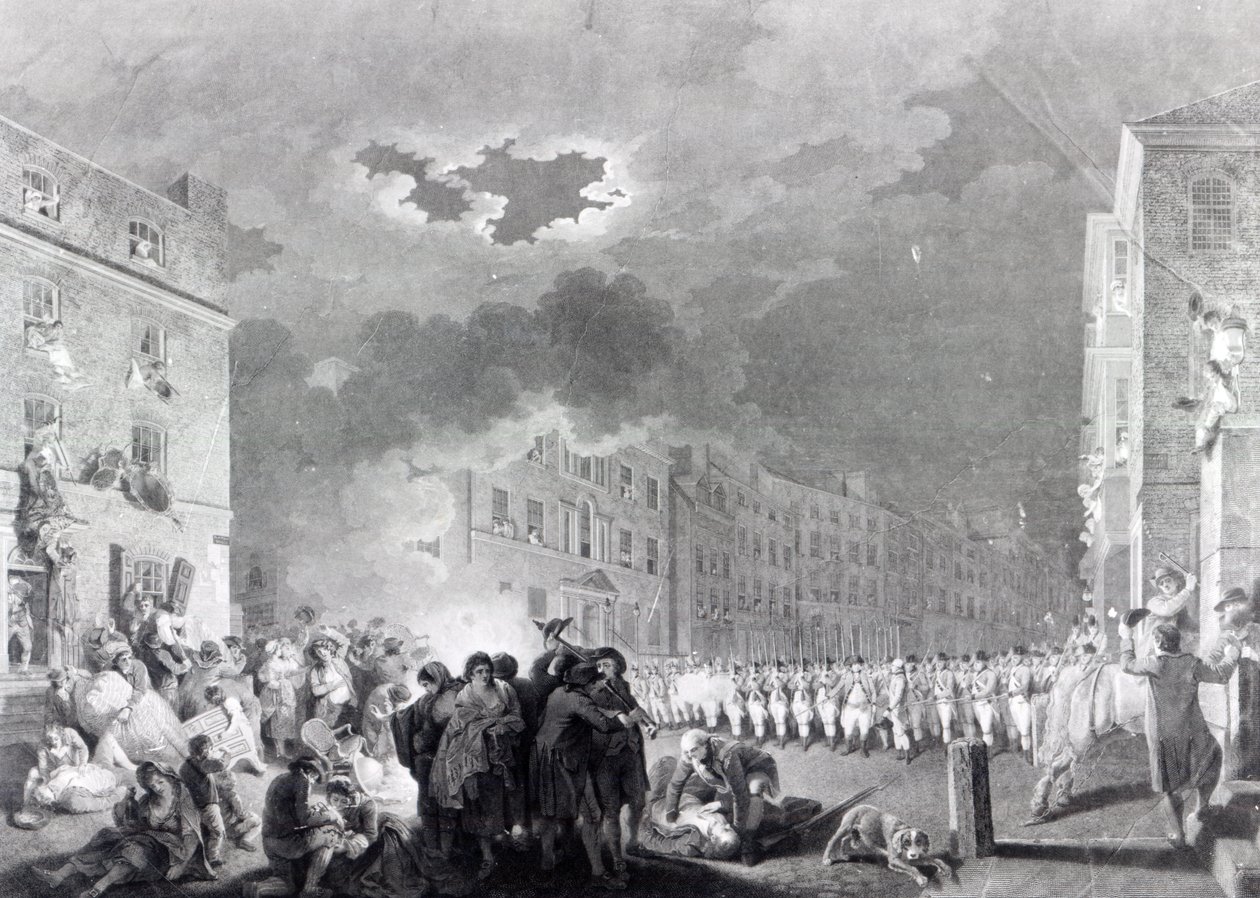 Rel op Broad Street, juni 1780 door James Heath