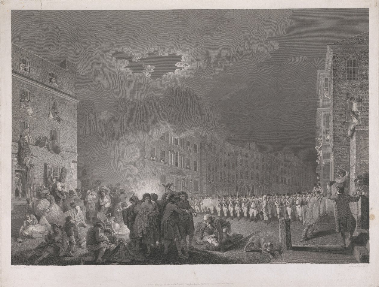 De rel in Broad Street op zeven juni 1780 door James Heath
