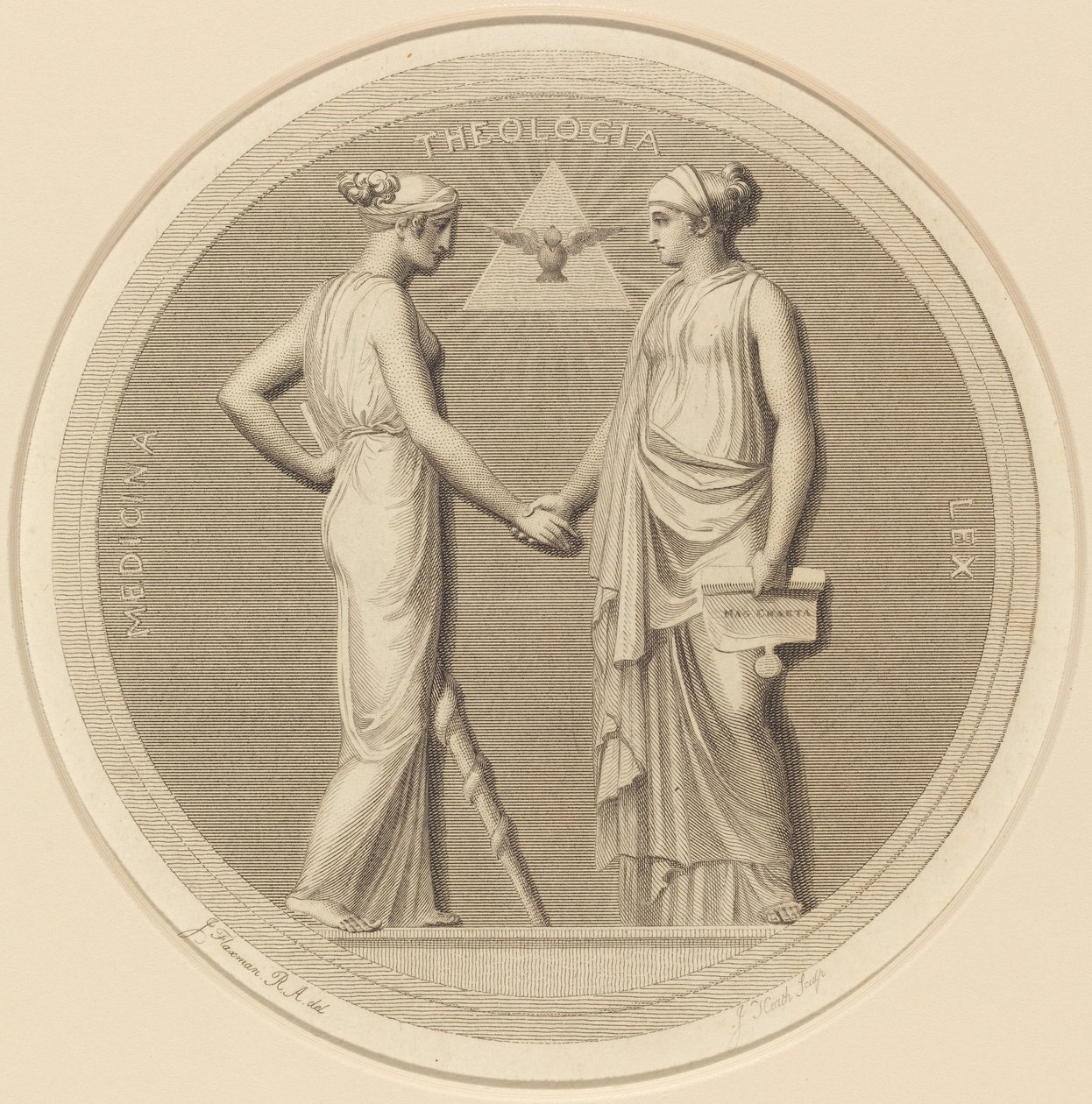 Geneeskunde - Theologie - Wet door James Heath after John Flaxman
