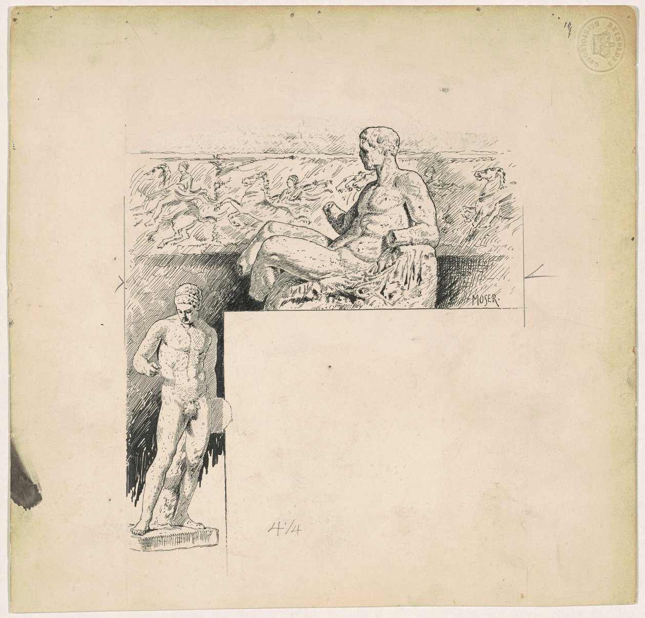 Gipsafgietsels van antieke sculpturen: Het Parthenon door James Henry Moser
