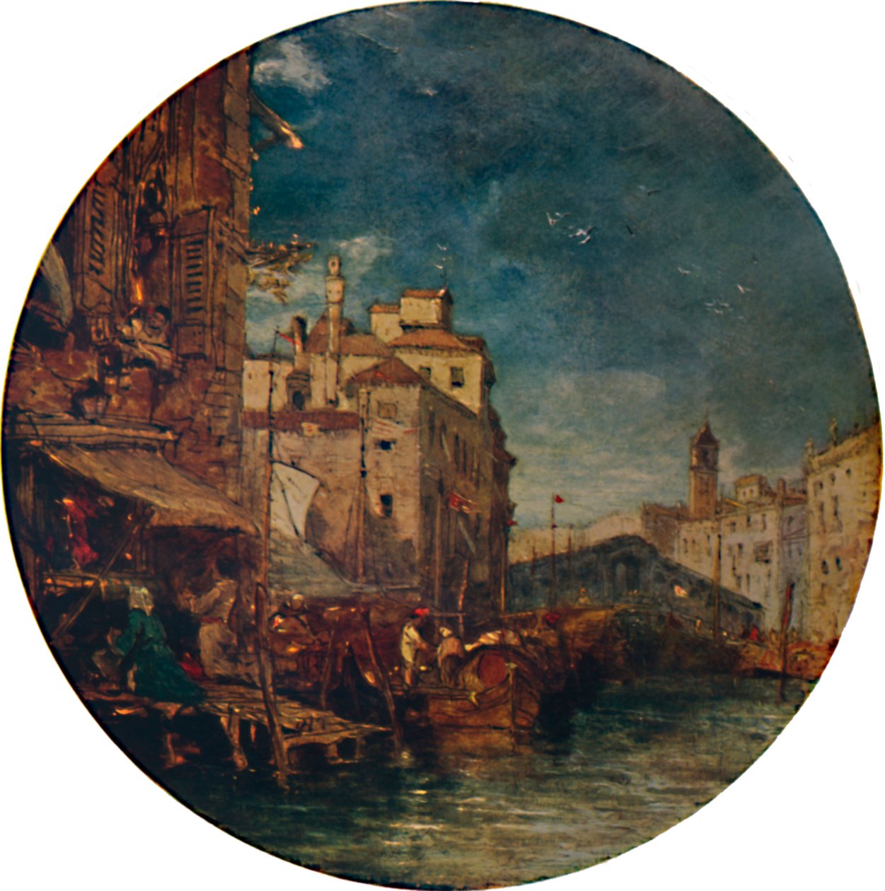 Een uitzicht op het Canal Grande, Venetië, met de Rialto in de verte, ca. 1850, 1935 door James Holland
