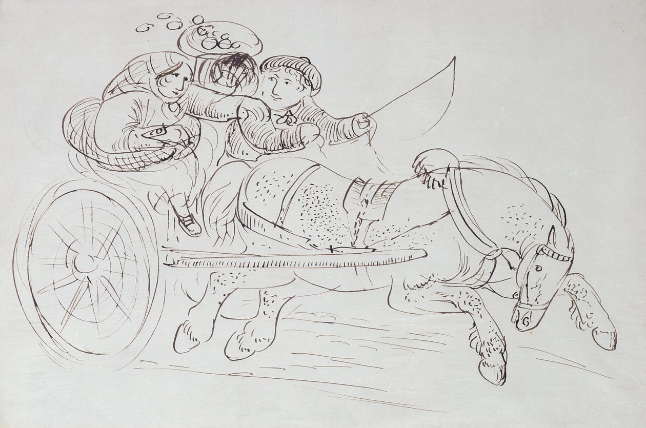 Koppel in een wagen getrokken door een paard door James Howe