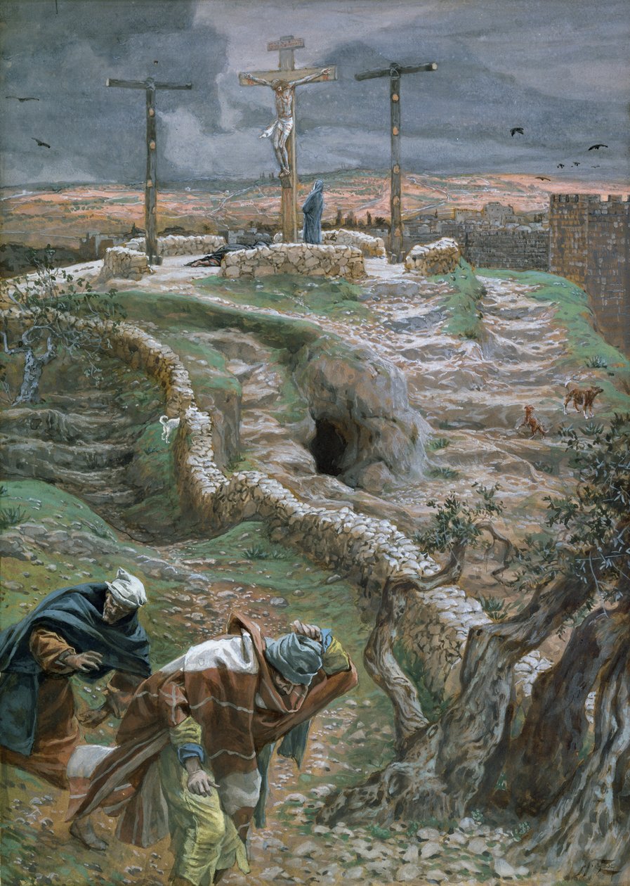 Jezus alleen aan het kruis, illustratie voor Het leven van Christus, ca. 1884-96 door James Jacques Joseph Tissot
