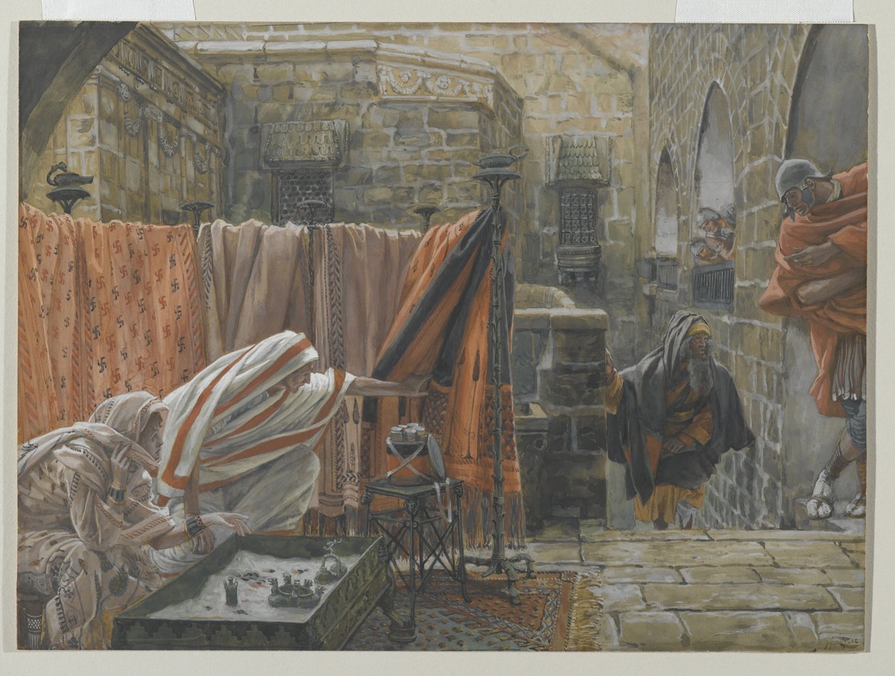 Jozef van Arimathea Vraagt Pilatus om Toestemming om het Lichaam van Jezus te Verwijderen, illustratie uit Het Leven van Onze Heer Jezus Christus, 1886-94 door James Jacques Joseph Tissot