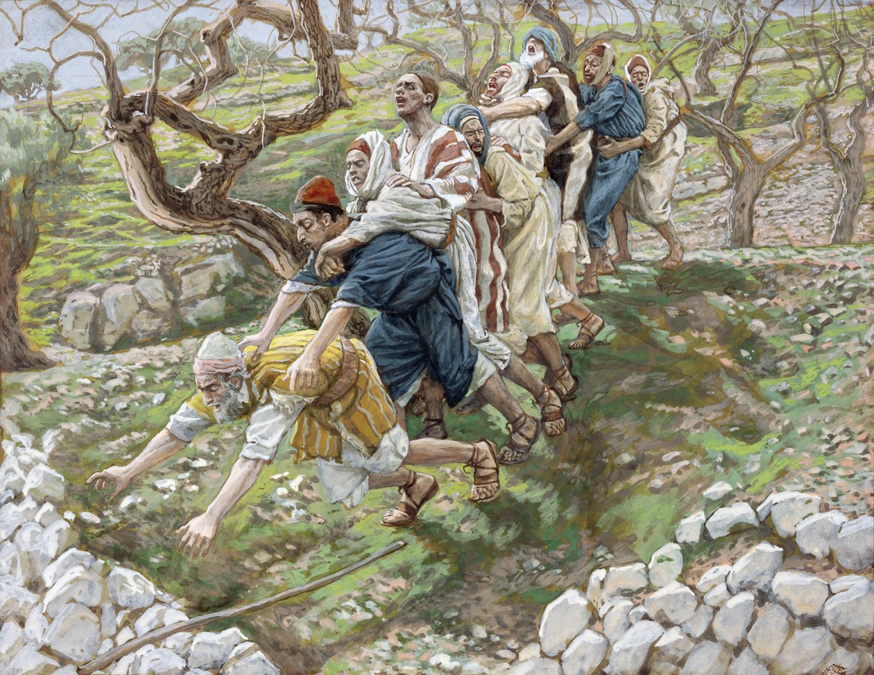 De blinden die de blinden leiden, illustratie voor Het Leven van Christus door James Jacques Joseph Tissot