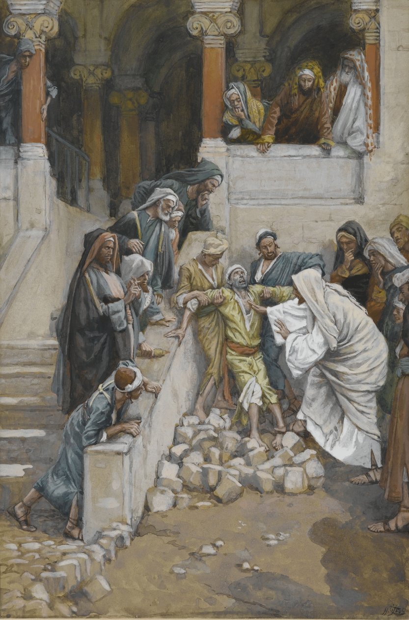 De blinde en stomme man bezeten door duivels door James Jacques Joseph Tissot