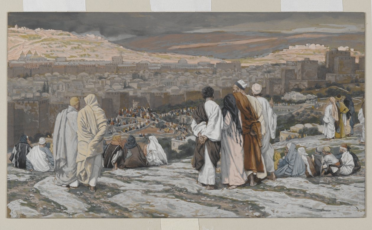 De Discipelen Hebben Hun Schuilplaats Verlaten en Kijken van Verre in Agonie, illustratie uit Het Leven van Onze Heer Jezus Christus, 1886-94 door James Jacques Joseph Tissot