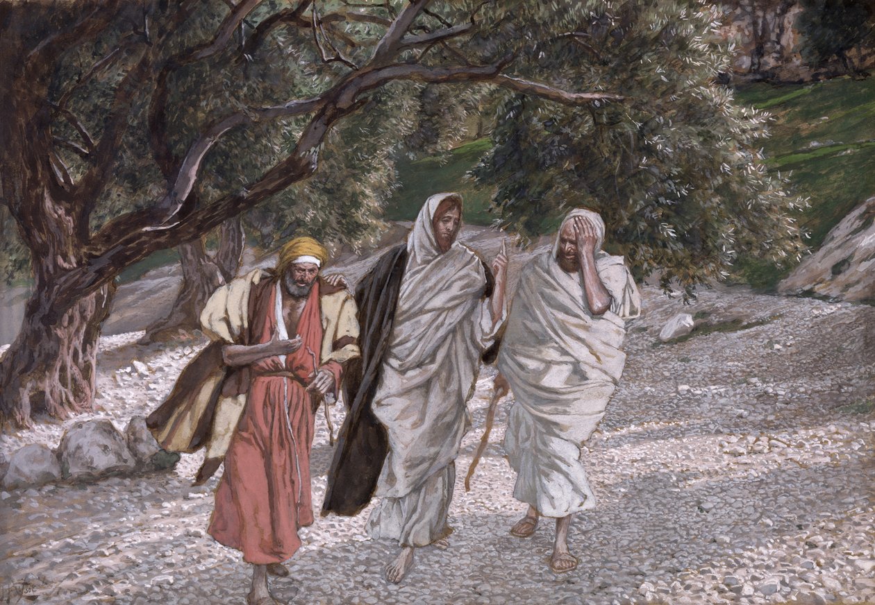 De discipelen op de weg naar Emmaüs, illustratie voor Het leven van Christus, ca. 1884-96 door James Jacques Joseph Tissot
