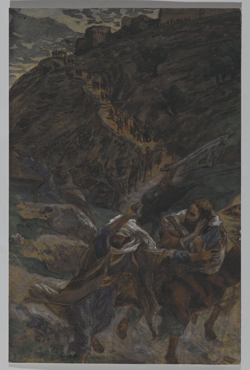 De Vlucht van de Apostelen, illustratie uit Het Leven van Onze Heer Jezus Christus, 1886-94 door James Jacques Joseph Tissot