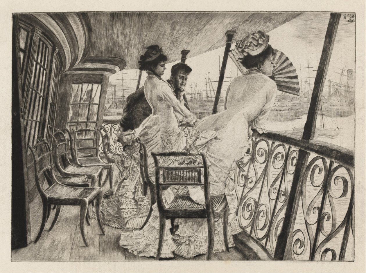 De Galerij van de H.M.S. Calcutta in Portsmouth door James Jacques Joseph Tissot