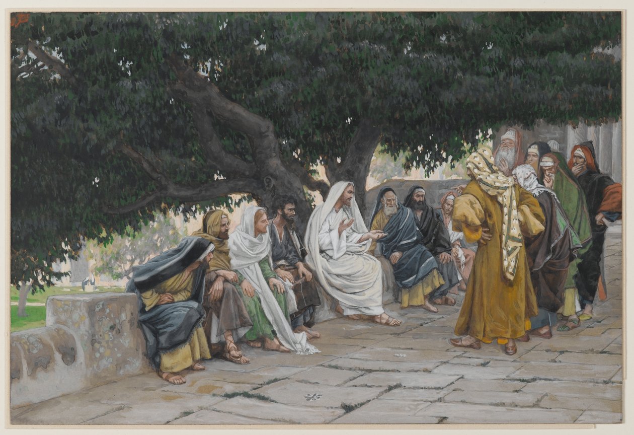 De Farizeeën en de Sadduceeën komen Jezus verleiden door James Jacques Joseph Tissot