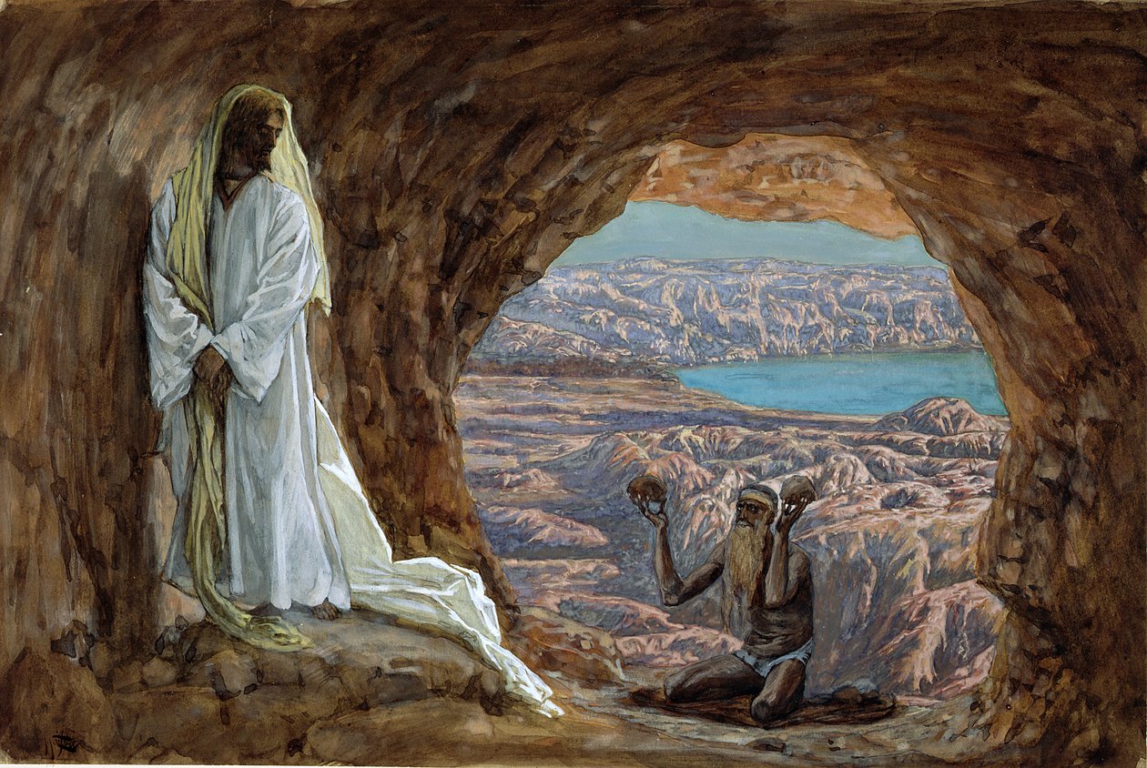 De verzoeking in de woestijn, illustratie voor Het Leven van Christus door James Jacques Joseph Tissot