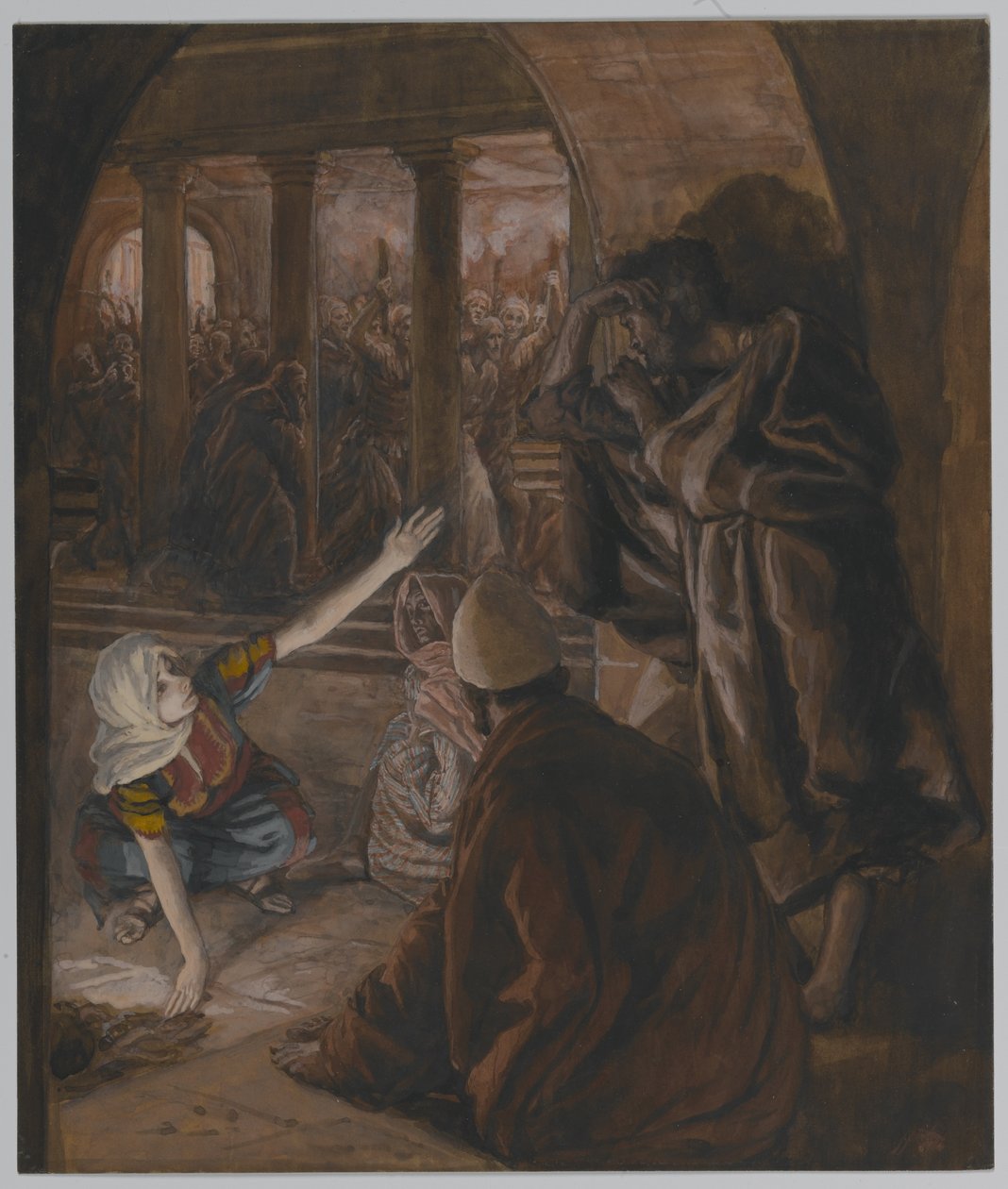 De Derde Ontkenning van Sint Petrus - Jezus Blik van Verwijt, illustratie uit Het Leven van Onze Heer Jezus Christus, 1886-94 door James Jacques Joseph Tissot